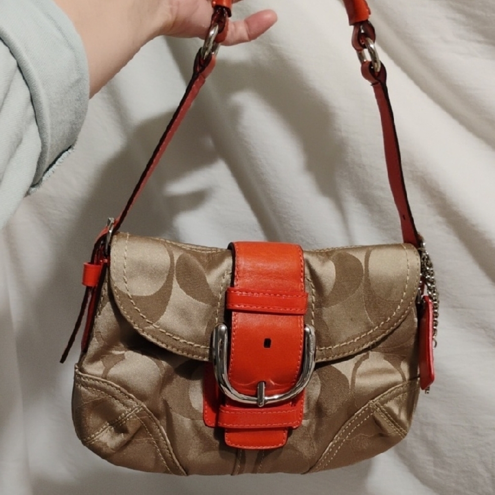 SALE! Auth Coach Vintage Tan/Orange Shoulder Bag & Matching Wallet Set - Picture 13 of 13